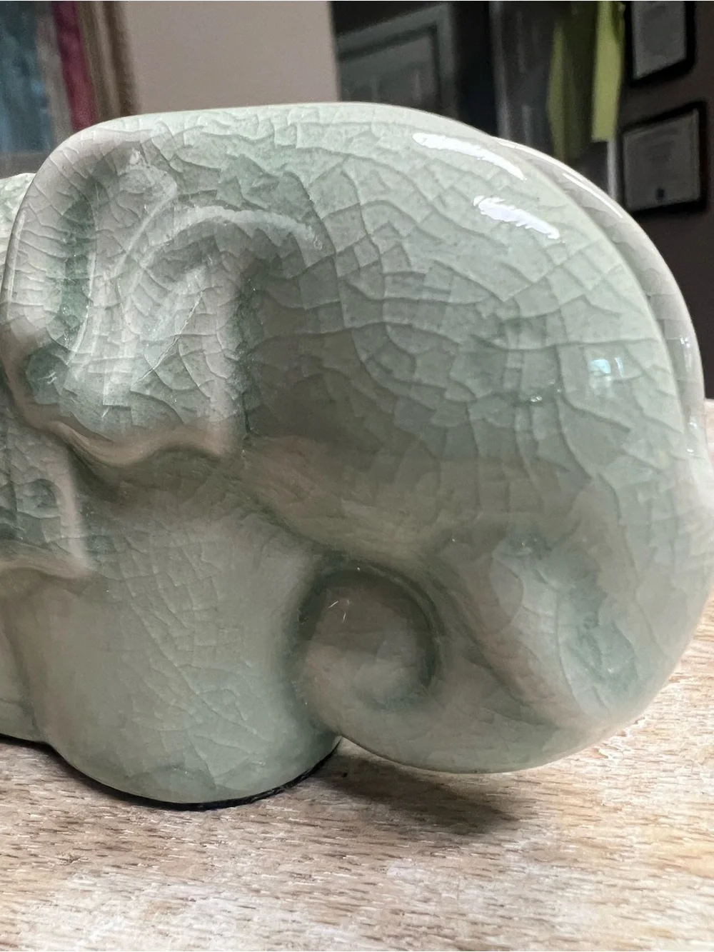 🐘Pier 1 Imports Celadon Ceramic Elephant Business Card Holder
